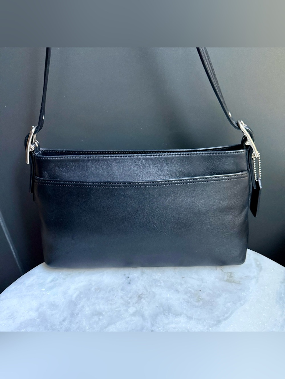 Vintage Coach Legacy Soft Shoulder Bag Black Leather 9861 East/West